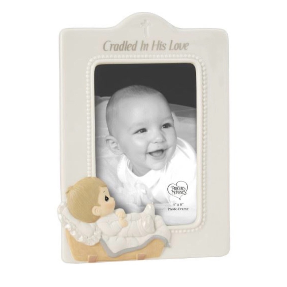 Precious Moments Cradled in his Love Baby Boy Picture Frame